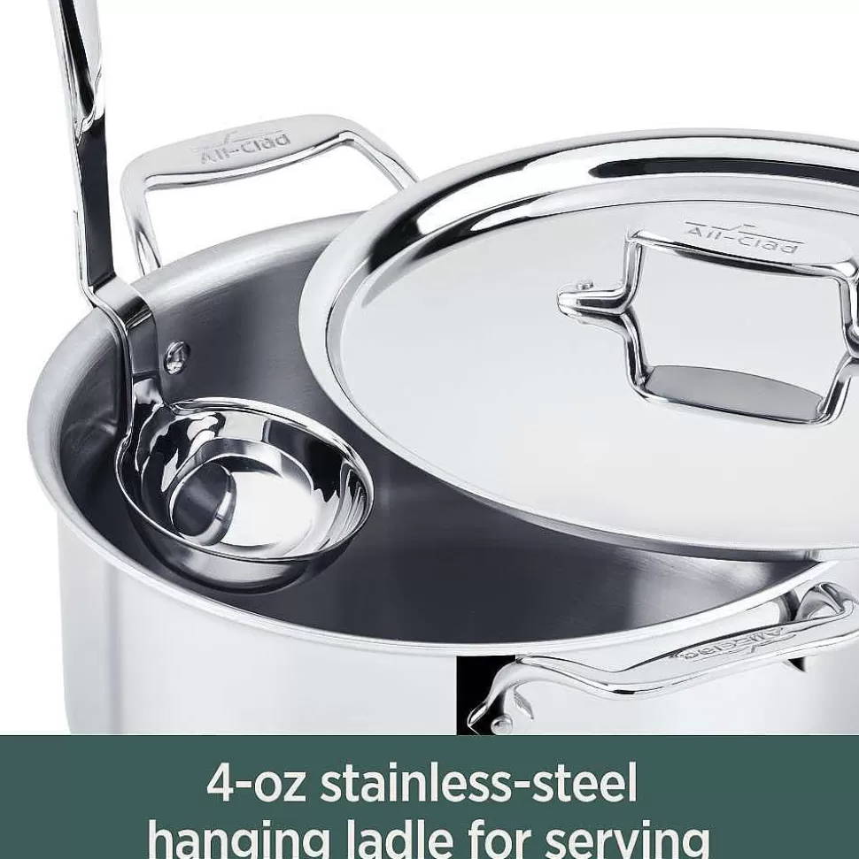 All-Clad Soups & Stockpots<D5 Stainless Polished 5-Ply Bonded Cookware, Ultimate Soup Pot With Lid And Ladle, 6 Quart