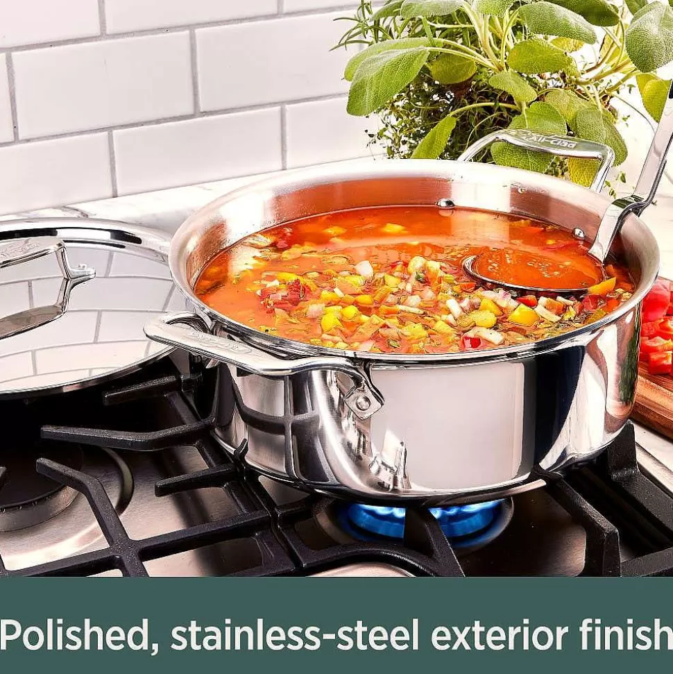 All-Clad Soups & Stockpots<D5 Stainless Polished 5-Ply Bonded Cookware, Ultimate Soup Pot With Lid And Ladle, 6 Quart