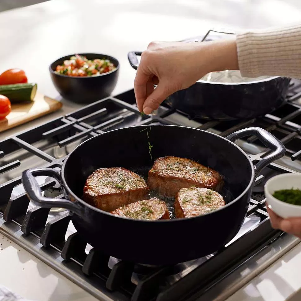 All-Clad Fry Pans & Skillets<Enameled Cast Iron, Braiser With Lid And Acacia Wood Trivet, 4 Quart
