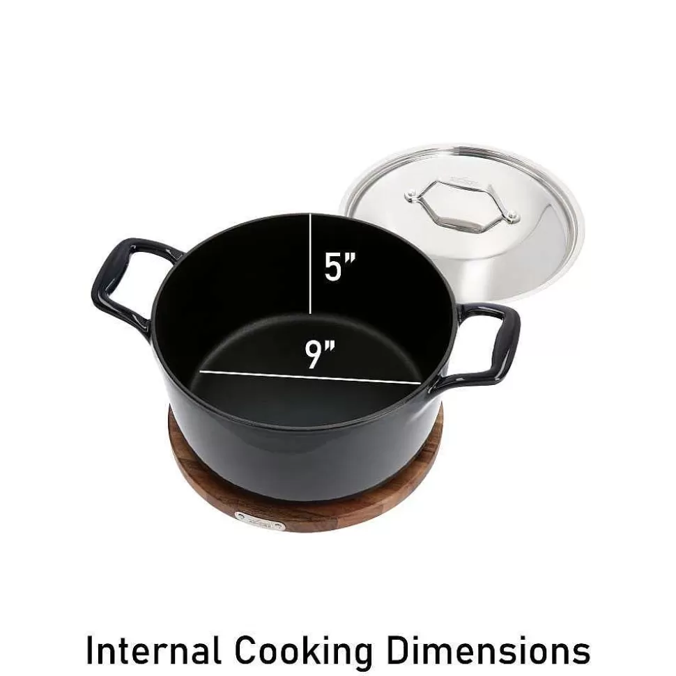 All-Clad Dutch Ovens<Enameled Cast Iron, Dutch Oven With Lid And Acacia Wood Trivet, 6 Quart