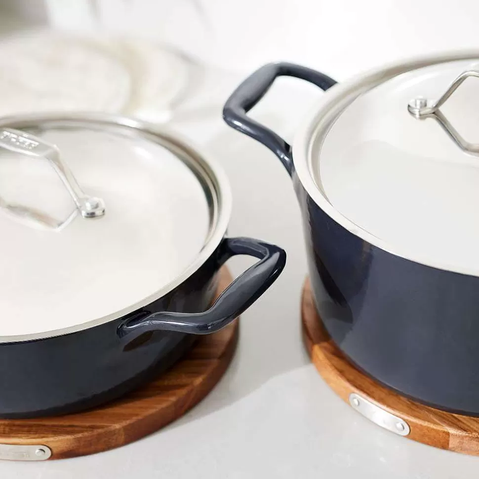 All-Clad Dutch Ovens<Enameled Cast Iron, Dutch Oven With Lid And Acacia Wood Trivet, 6 Quart