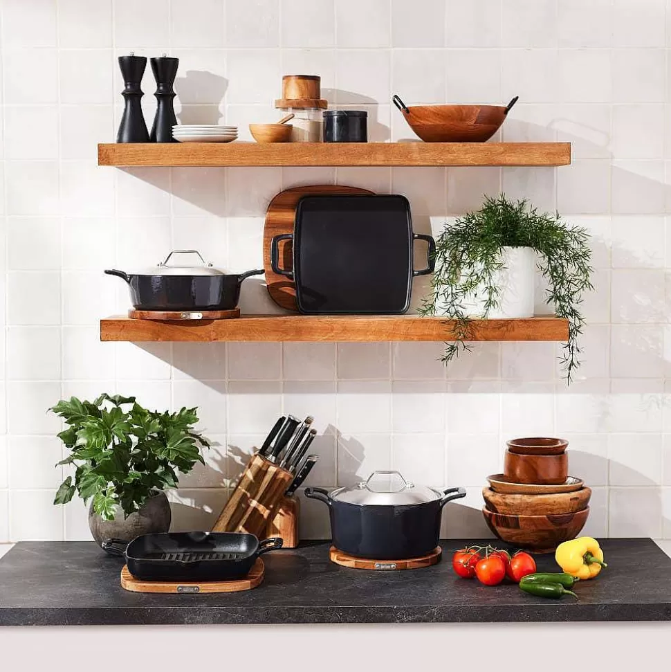 All-Clad Griddle & Grill Pans<Enameled Cast Iron, Griddle With Acacia Wood Trivet, 11 Inch