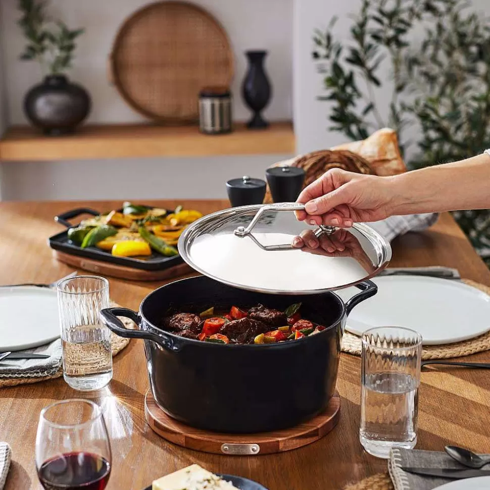 All-Clad Griddle & Grill Pans<Enameled Cast Iron, Griddle With Acacia Wood Trivet, 11 Inch