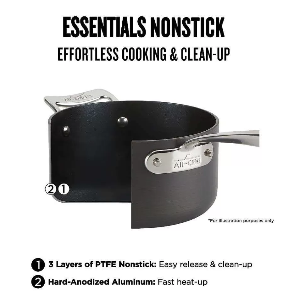 All-Clad Fry Pans & Skillets<Essentials Hard Anodized Nonstick Cookware, 2 Piece Fry Pan Set, 10.5 And 12 Inch