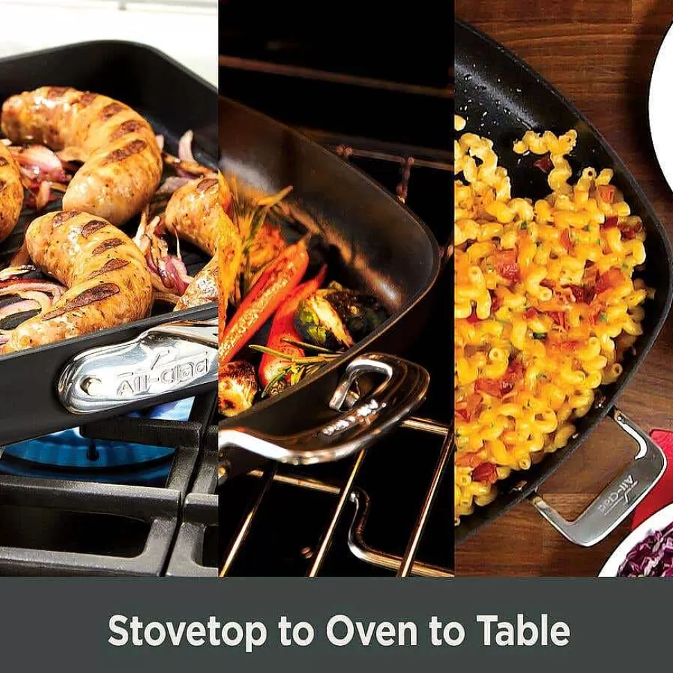 All-Clad Cookware Sets<Essentials Nonstick Cookware Set, 2 Piece Fry & Sauce Pan With Lid Set, 8.5 Inch & 2.5 Quart