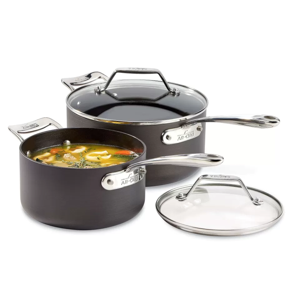 All-Clad Sauce Pans & Sauciers<Essentials Nonstick Cookware Set, 2 Piece Sauce Pan Set With Lids, 2.5 & 4 Quart