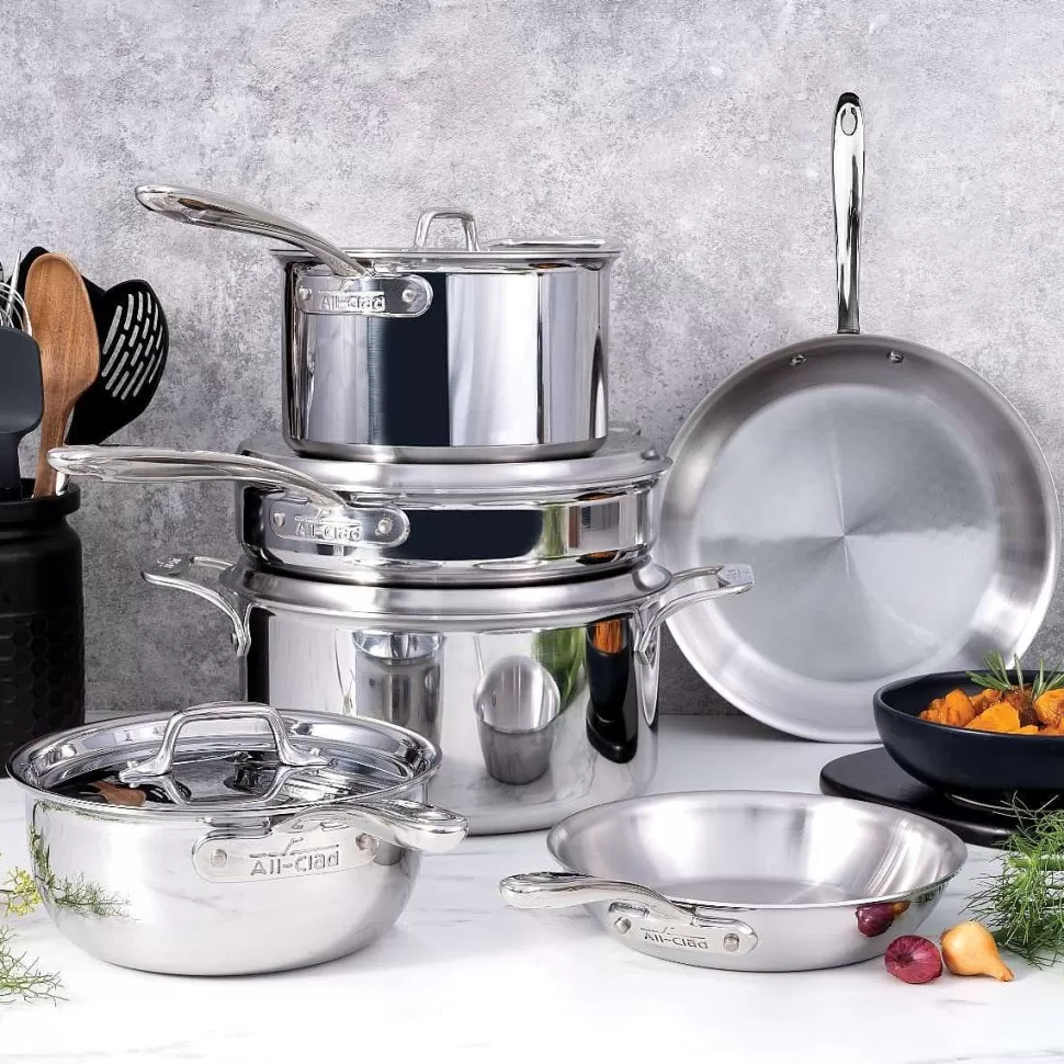 All-Clad Cookware Sets<G5® Graphite Core Stainless Steel 5-Ply Bonded Cookware, 10 Piece Set