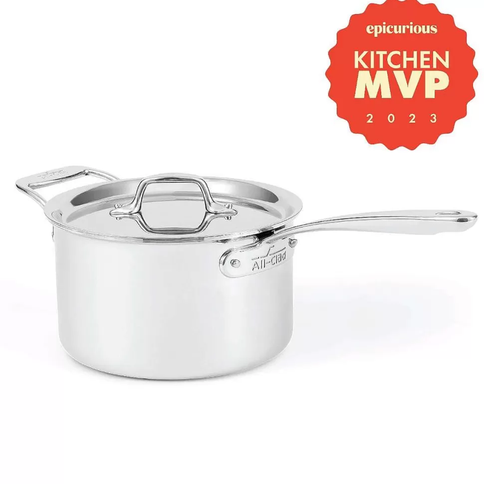 All-Clad Sauce Pans & Sauciers<G5® Graphite Core Stainless Steel 5-Ply Bonded Cookware, Sauce Pan With Lid, 4 Quart
