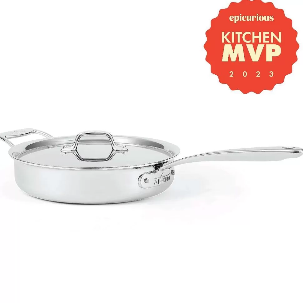 All-Clad Saute Pans<G5® Graphite Core Stainless Steel 5-Ply Bonded Cookware, Saute Pan With Lid, 3 Quart