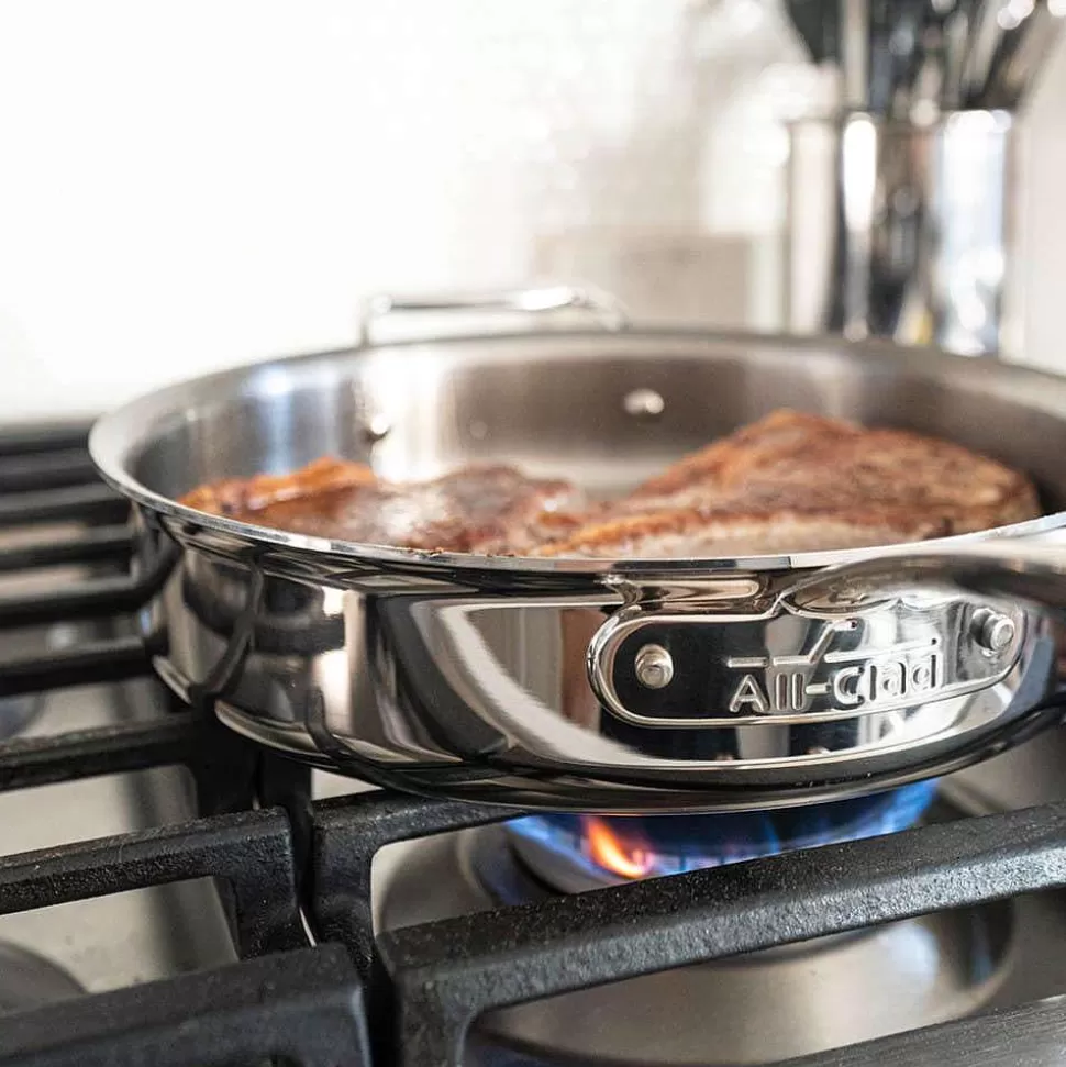 All-Clad Saute Pans<G5® Graphite Core Stainless Steel 5-Ply Bonded Cookware, Saute Pan With Lid, 3 Quart