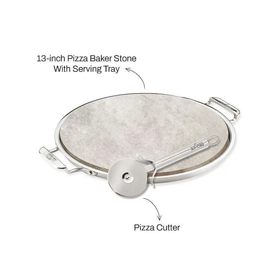 All-Clad Kitchen Accessories<Gourmet Accessories, 13-Inch Pizza Baker Stone With Serving Tray & Pizza Cutter