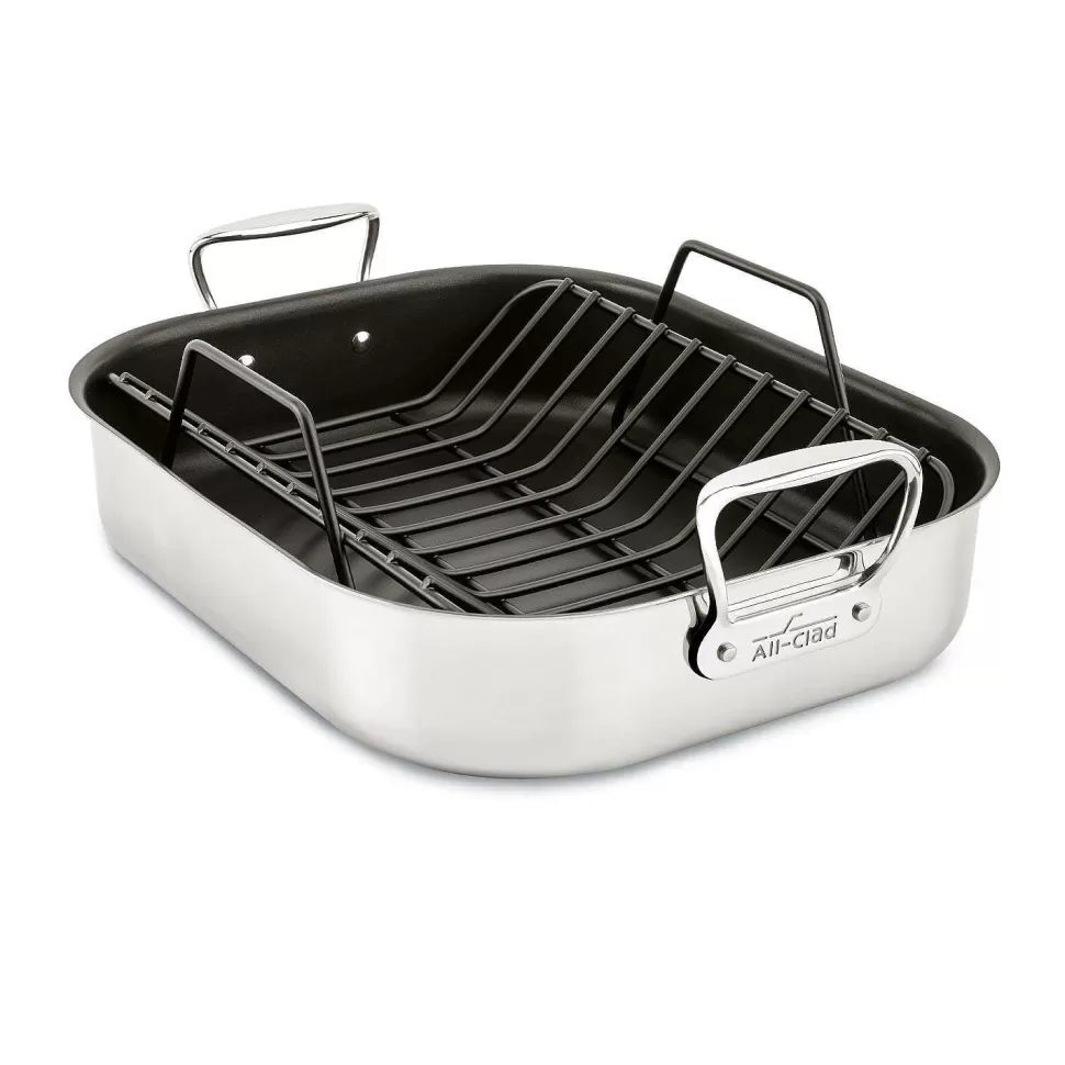 All-Clad Roasters<Gourmet Accessories, Large Stainless Steel Nonstick Roaster With Rack, 13 X 16 Inch