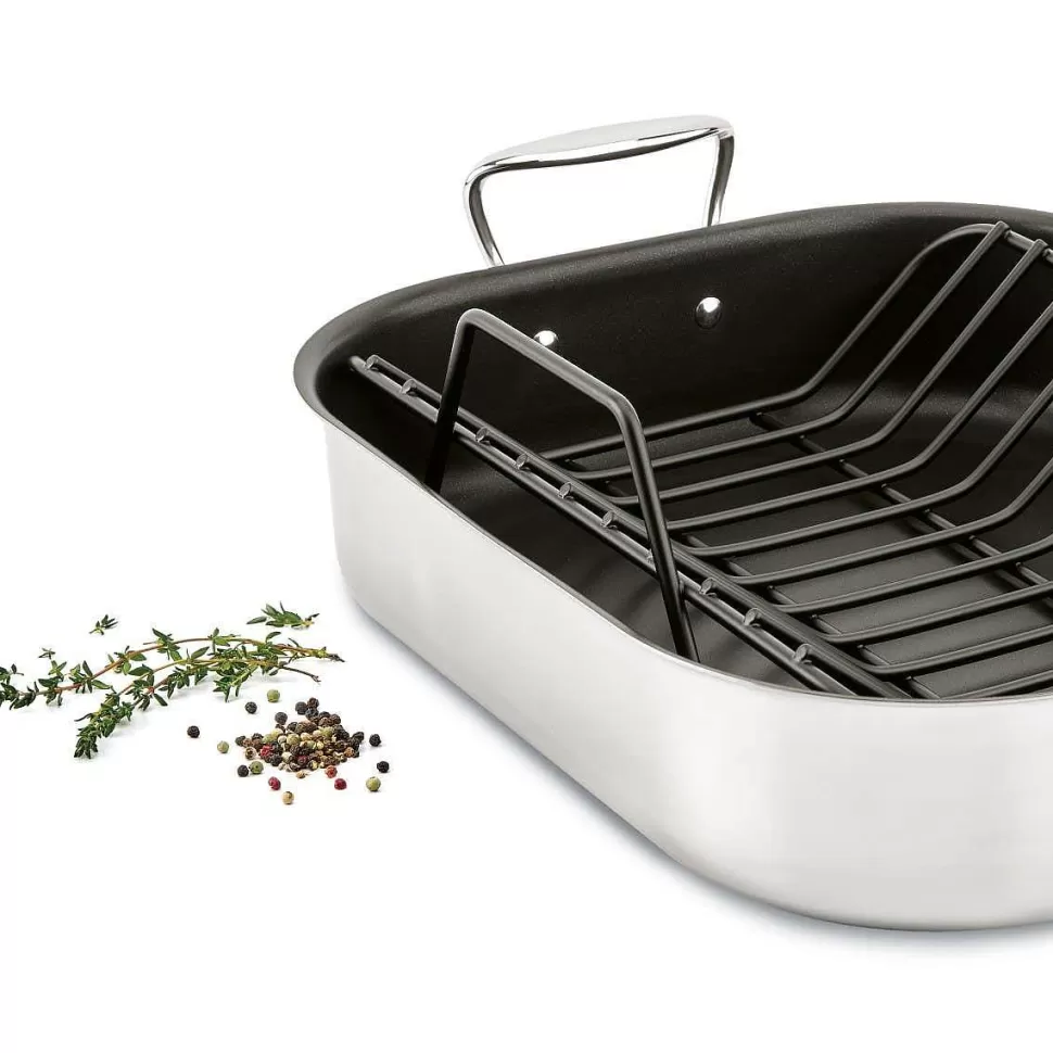 All-Clad Roasters<Gourmet Accessories, Large Stainless Steel Nonstick Roaster With Rack, 13 X 16 Inch