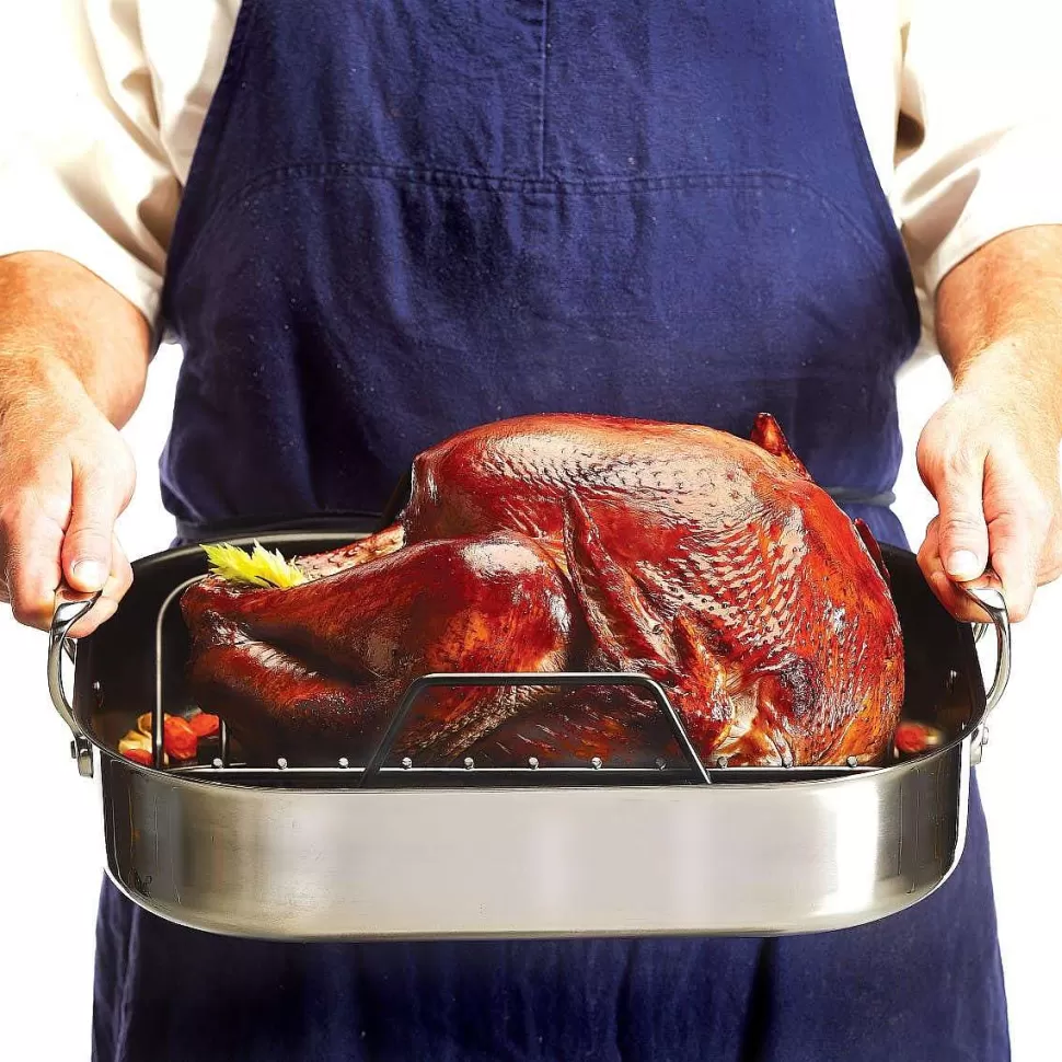 All-Clad Roasters<Gourmet Accessories, Large Stainless Steel Nonstick Roaster With Rack, 13 X 16 Inch
