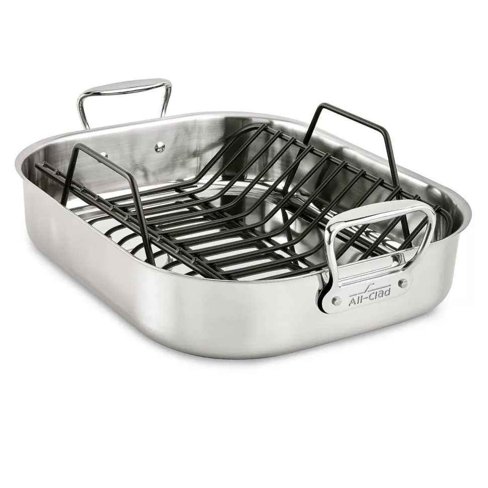 All-Clad Roasters<Gourmet Accessories, Large Stainless Steel Roaster With Rack, 13 X 16 Inch