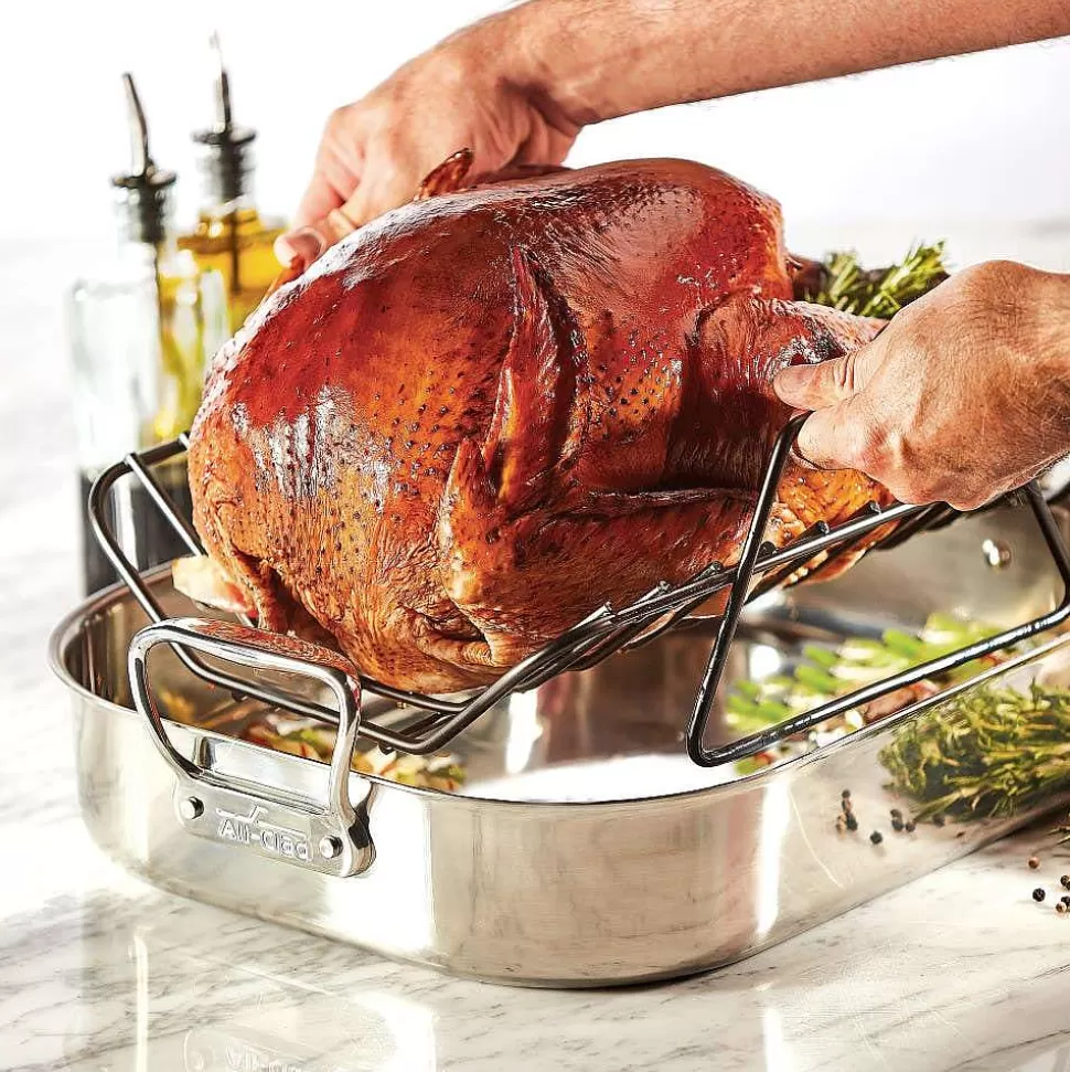 All-Clad Roasters<Gourmet Accessories, Large Stainless Steel Roaster With Rack, 13 X 16 Inch