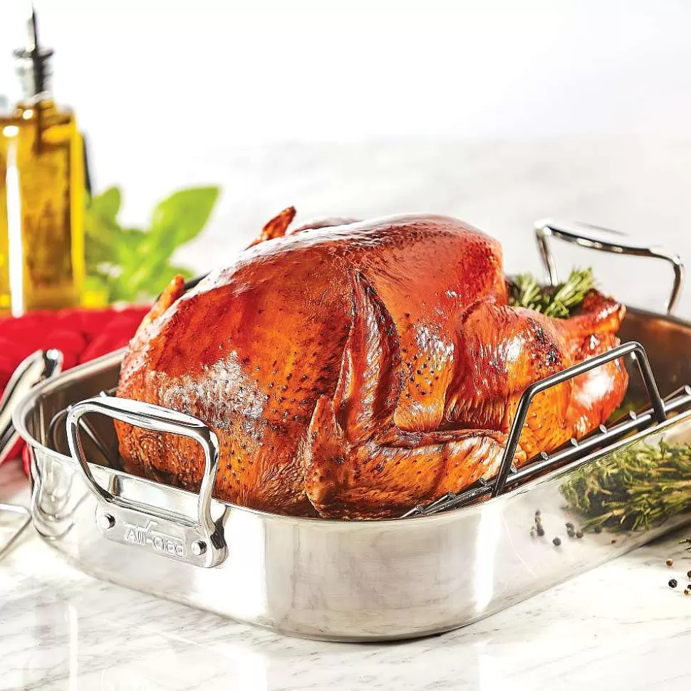 All-Clad Roasters<Gourmet Accessories, Large Stainless Steel Roaster With Rack, 13 X 16 Inch