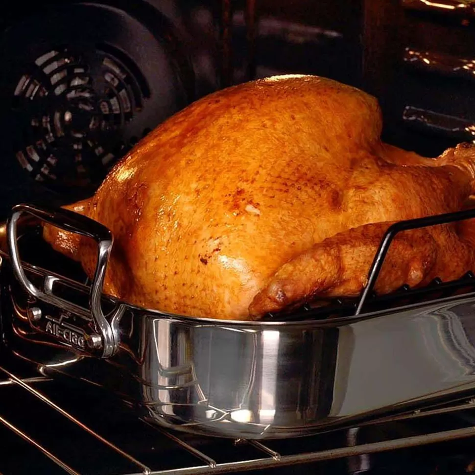 All-Clad Roasters<Gourmet Accessories, Large Stainless Steel Roaster With Rack, 13 X 16 Inch