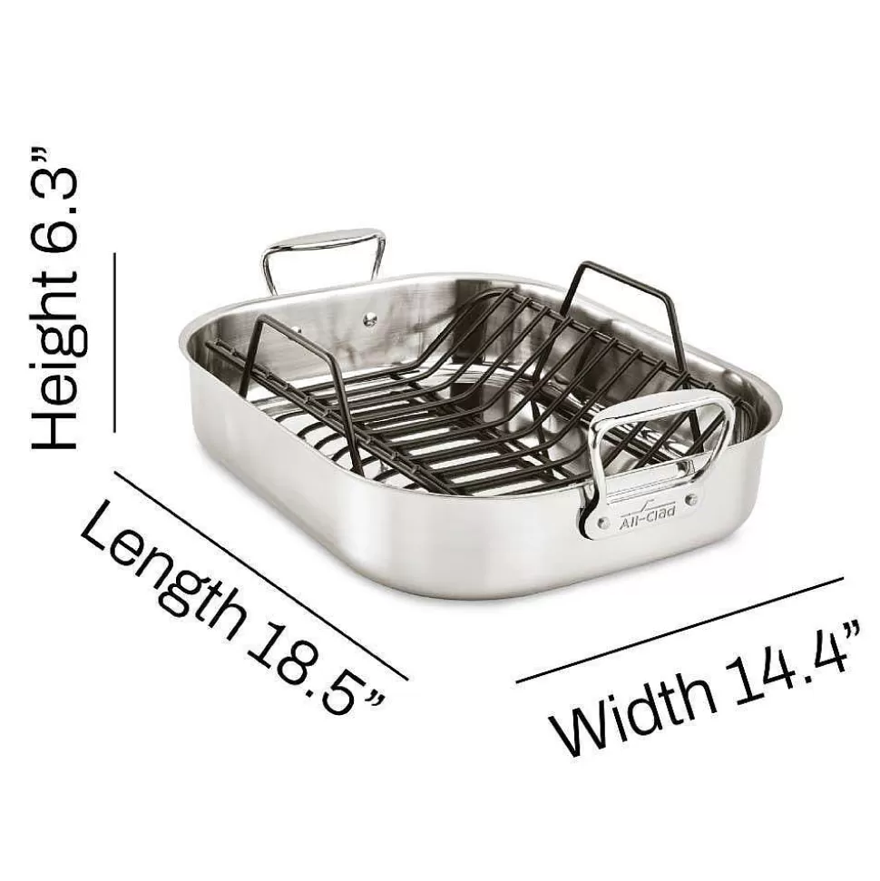 All-Clad Roasters<Gourmet Accessories, Large Stainless Steel Roaster With Rack, 13 X 16 Inch