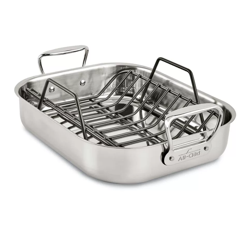 All-Clad Roasters<Gourmet Accessories, Small Stainless Steel Roaster With Rack, 11 X 14 Inch