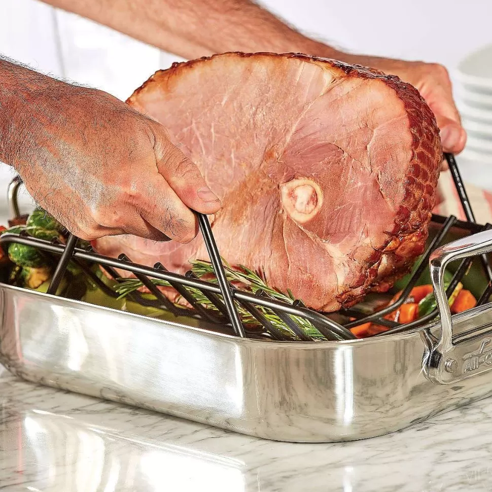 All-Clad Roasters<Gourmet Accessories, Small Stainless Steel Roaster With Rack, 11 X 14 Inch