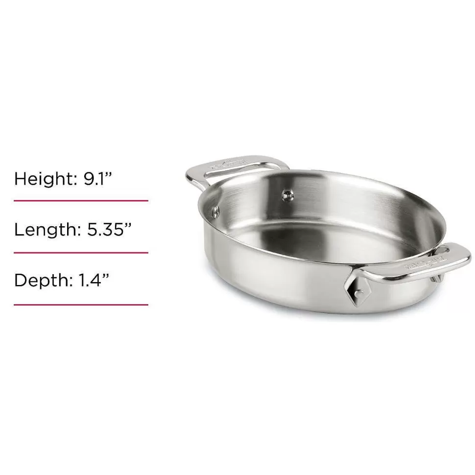 All-Clad Specialty Cookware<Gourmet Accessories, Stainless Steel Mini Oval Bakers 2-Piece Set, 7 Inch