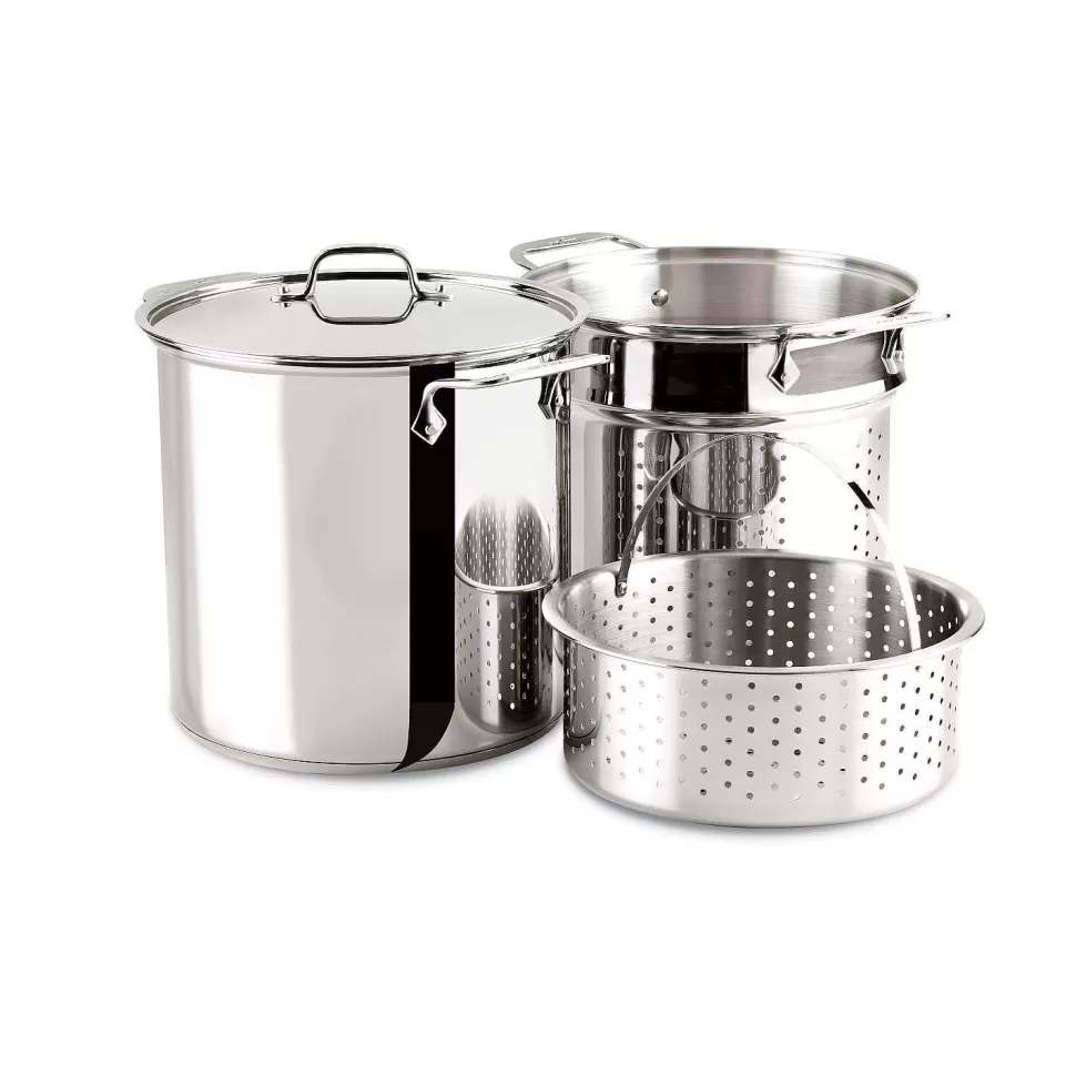 All-Clad Specialty Cookware<Gourmet Accessories, Stainless Steel Multi-Pot With Lid, Perforated Insert And Steamer Insert, 12 Quart