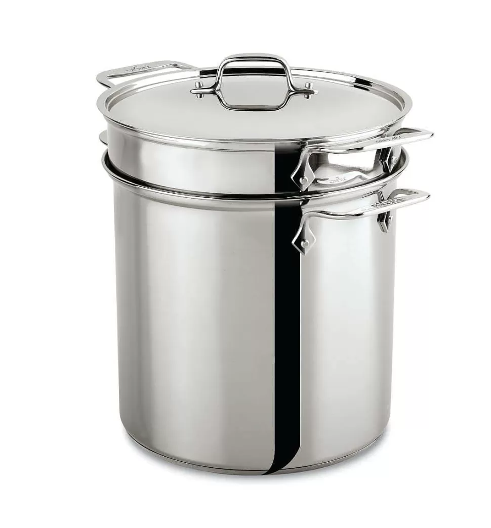 All-Clad Specialty Cookware<Gourmet Accessories, Stainless Steel Multi-Pot With Lid, Perforated Insert And Steaming Insert, 8 Quart