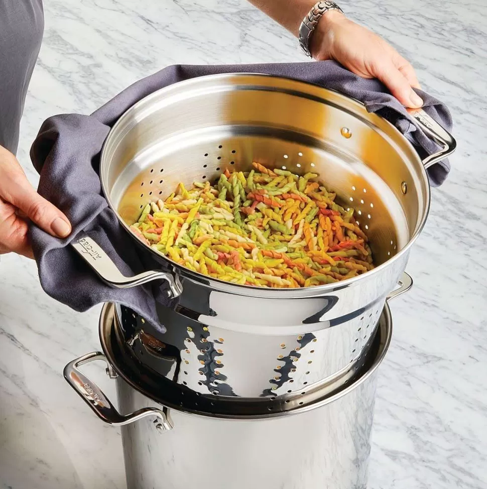 All-Clad Specialty Cookware<Gourmet Accessories, Stainless Steel Multi-Pot With Lid, Perforated Insert And Steaming Insert, 8 Quart