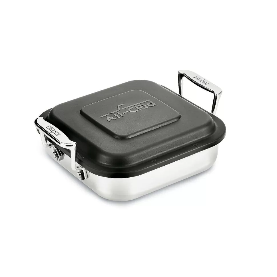 All-Clad Specialty Cookware<Gourmet Accessories, Stainless Steel Square Baker With Lid, 8 Inch
