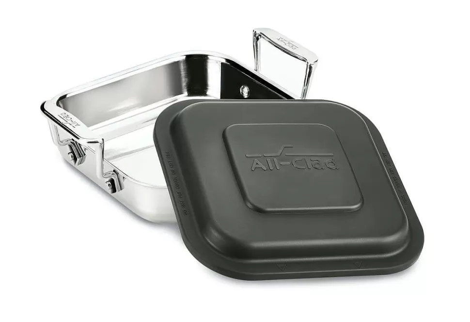 All-Clad Specialty Cookware<Gourmet Accessories, Stainless Steel Square Baker With Lid, 8 Inch