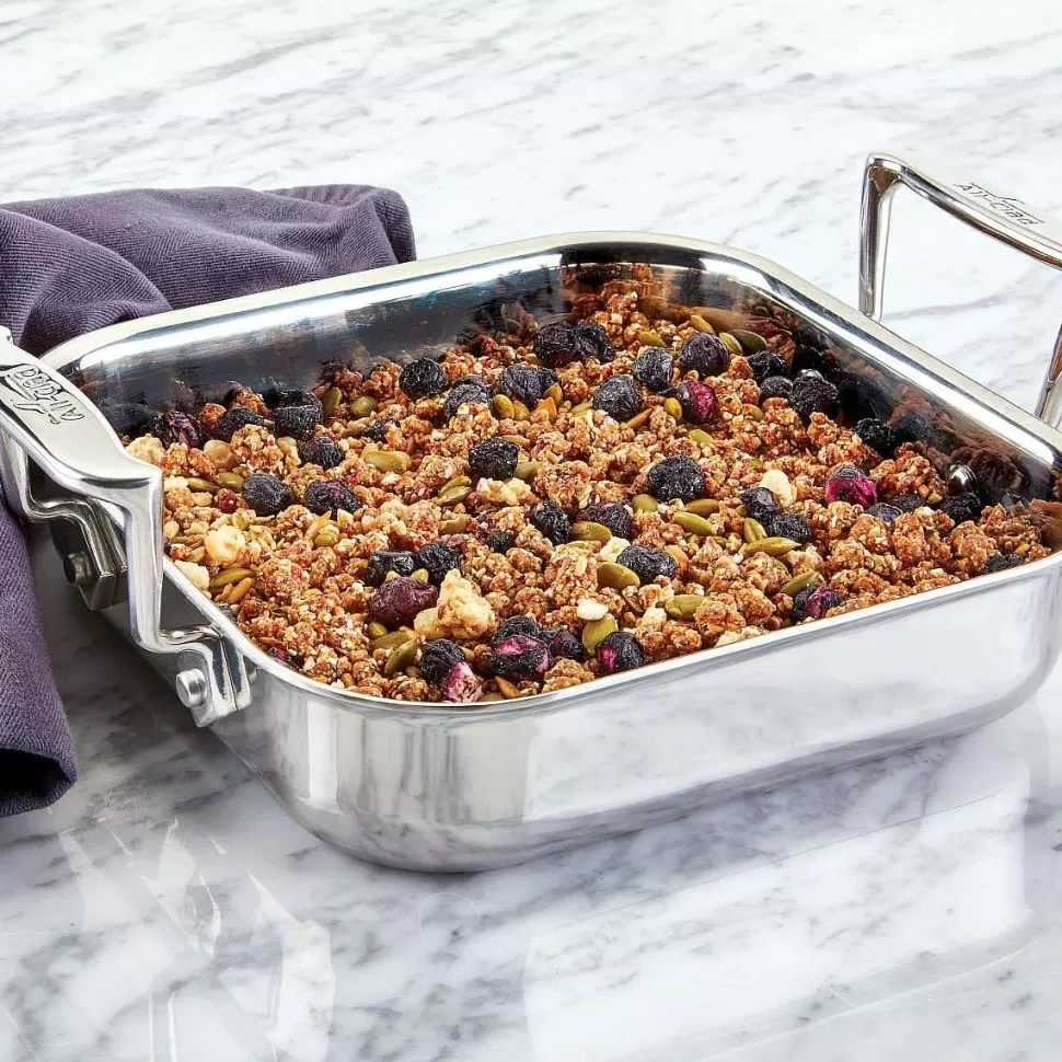 All-Clad Specialty Cookware<Gourmet Accessories, Stainless Steel Square Baker With Lid, 8 Inch