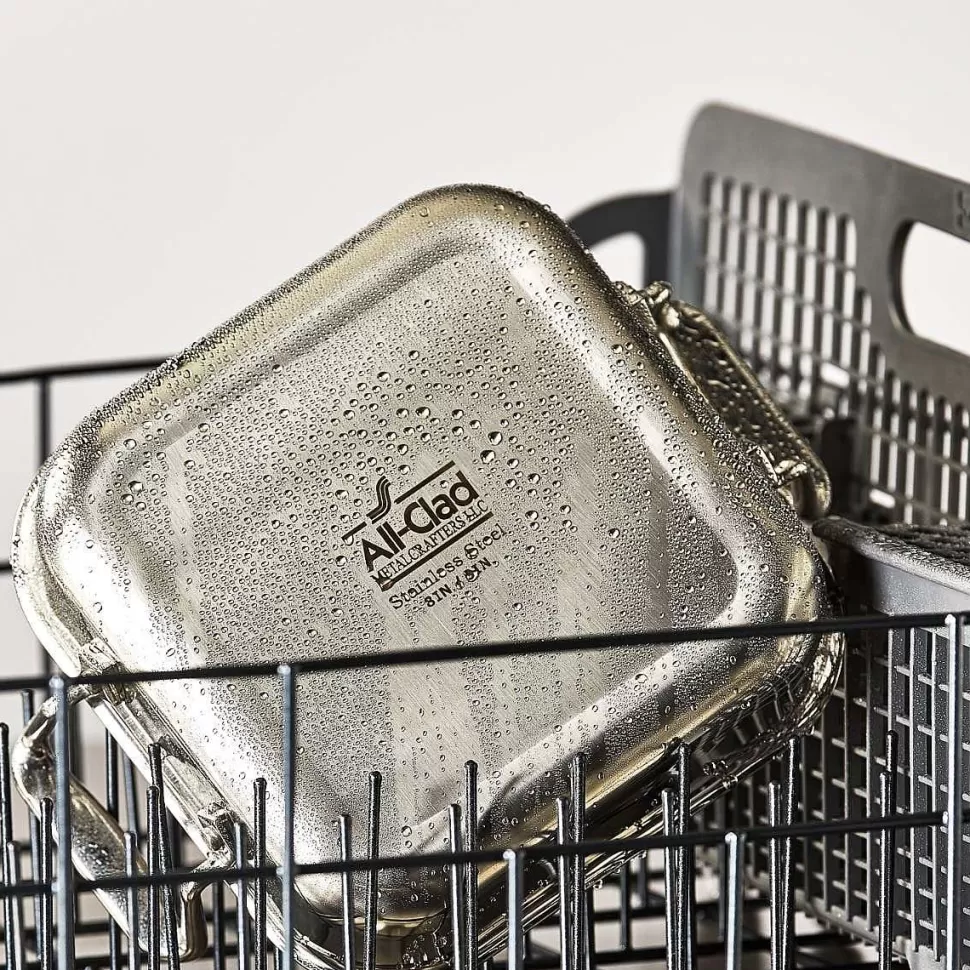 All-Clad Specialty Cookware<Gourmet Accessories, Stainless Steel Square Baker With Lid, 8 Inch