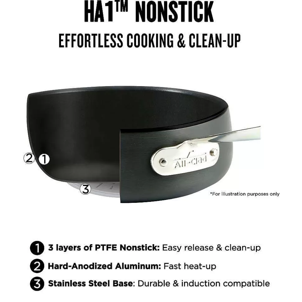 All-Clad Cookware Sets<Ha1 Hard Anodized Nonstick Cookware, 2 Piece Fry Pan And Saute Pan With Lid Set, 10 Inch And 4 Quart