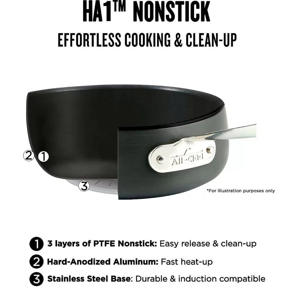 All-Clad Fry Pans & Skillets<Ha1 Hard Anodized Nonstick Cookware, 3 Piece Fry Pan Set, 8, 10 & 12 Inch