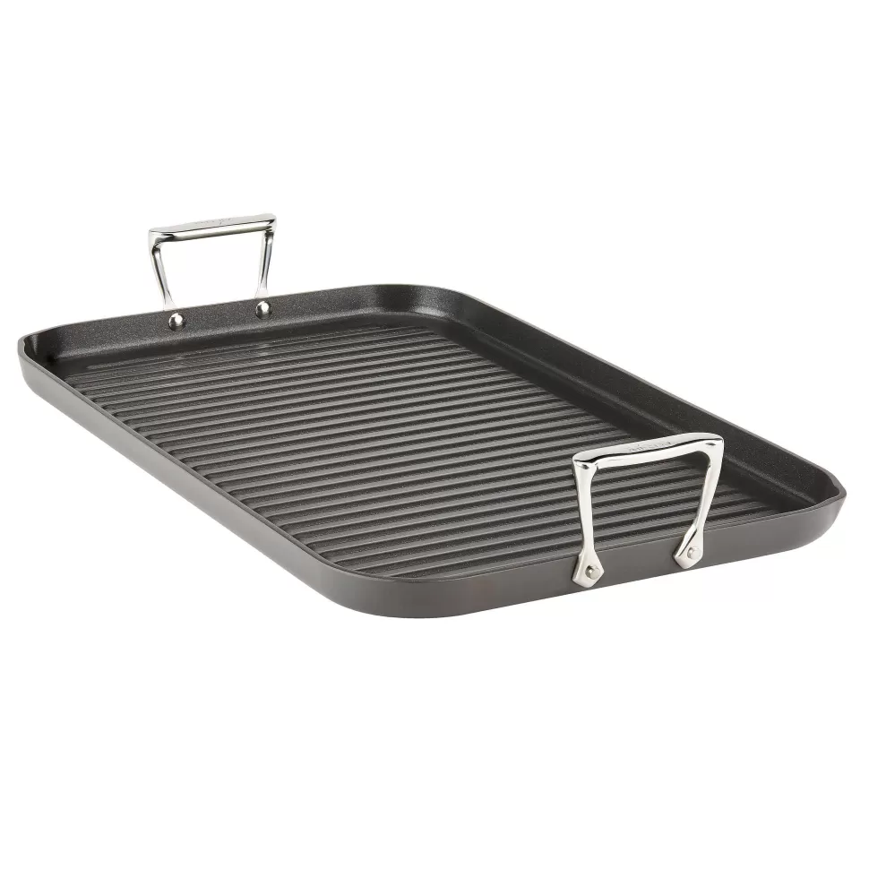 All-Clad Griddle & Grill Pans<Ha1 Hard Anodized Nonstick Cookware, Double-Burner Grill, 13 X 20 Inch
