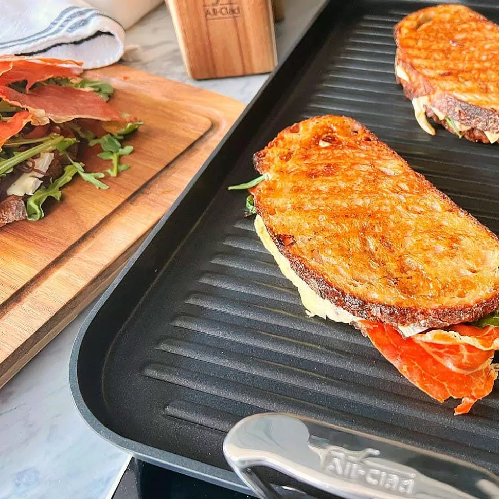 All-Clad Griddle & Grill Pans<Ha1 Hard Anodized Nonstick Cookware, Double-Burner Grill, 13 X 20 Inch