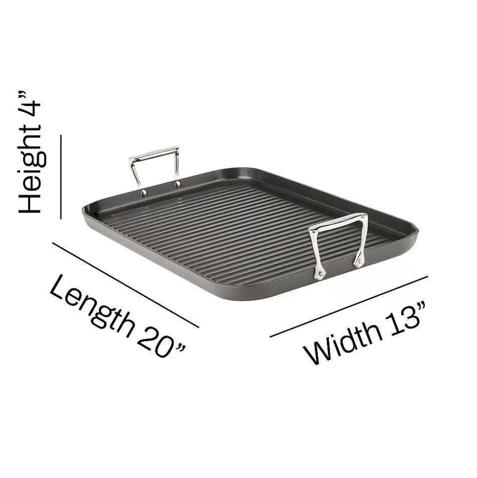 All-Clad Griddle & Grill Pans<Ha1 Hard Anodized Nonstick Cookware, Double-Burner Grill, 13 X 20 Inch