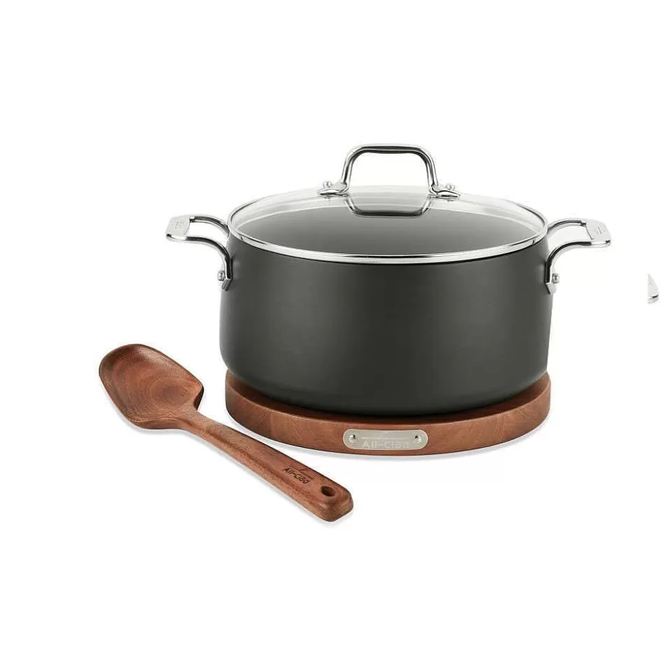 All-Clad Dutch Ovens<Ha1 Hard Anodized Nonstick Cookware, Dutch Oven With Acacia Wood Trivet & Spoon And Glass Lid, 6 Quart