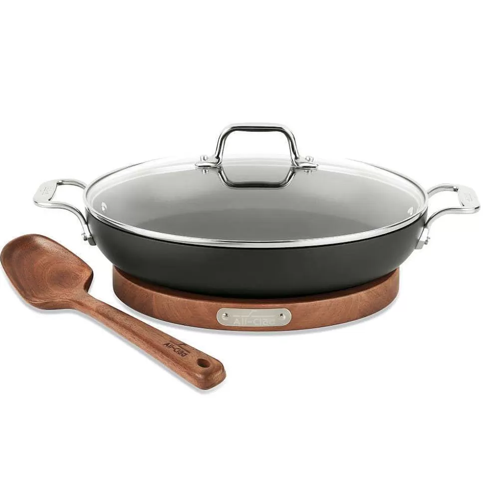 All-Clad Saute Pans<Ha1 Nonstick 3 Qt Universal Pan With Lid, Acacia Wood Trivet And Spoon