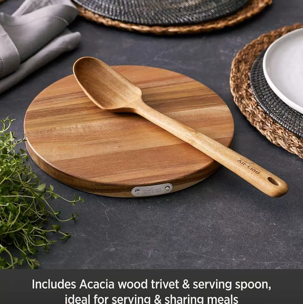 All-Clad Saute Pans<Ha1 Nonstick 3 Qt Universal Pan With Lid, Acacia Wood Trivet And Spoon