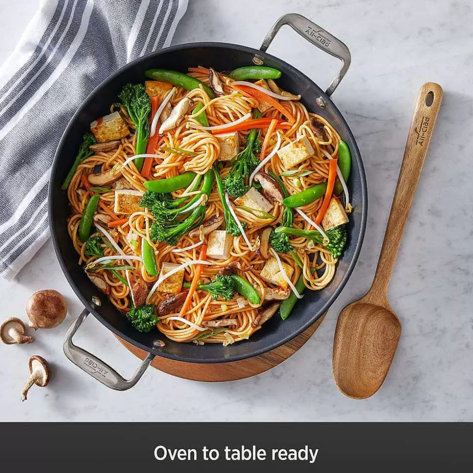 All-Clad Saute Pans<Ha1 Nonstick 3 Qt Universal Pan With Lid, Acacia Wood Trivet And Spoon
