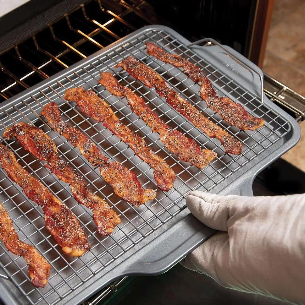 All-Clad Bakeware Sets<Pro-Release Nonstick Bakeware, Half Sheet Pan With Cooling Rack, 2 Piece Set